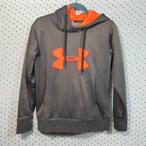 Under Armour Gray & Orange Semi Fitted Coldgear Pullover Hoodie